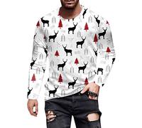 T-shirt de Noël léger pour homme - Tendance et décontracté - En coton - Imprimé arbre de Noël - T-shirt à manches courtes pour l'extérieur, la gym, le sport, la vie quotidienne, Rouge, XL