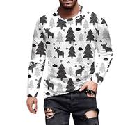 T-shirt de Noël léger pour homme - Tendance et décontracté - En coton - Imprimé arbre de Noël - T-shirt à manches courtes pour l'extérieur, la gym, le sport, la vie quotidienne, Noir , XXL