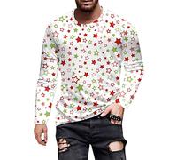 T-shirt de Noël léger pour homme - Tendance et décontracté - En coton - Imprimé arbre de Noël - T-shirt à manches courtes pour l'extérieur, la gym, le sport, la vie quotidienne, Vert, XL