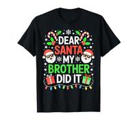 T-Shirt de Noël pour Enfant avec Inscription « Dear Santa My Brother Did It » T-Shirt