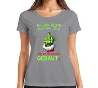 T-shirt de Noël pour femme avec inscription « Ich Bin Heute Emotional nah am Mittefinger Grinch », gris, M