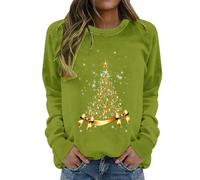 T-shirt de Noël pour femme pailleté, pull de Noël rouge pour femme en coton drôle manches longues décontracté t-shirt baggy sweat-shirt ample costume de Noël léger pull de Noël élégant pour femme