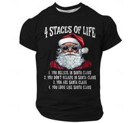 T-shirt de Noël pour homme - Pull à manches courtes - Style vintage - Imprimé Père Noël moche, Noir , M