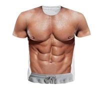T-shirt de Noël pour homme - T-shirts amusants avec faux poils de poitrine 3D - Col rond - Coton - Chemise de Noël amusante - Confortable - Pull de Noël décontracté - Coupe ajustée, kaki, M