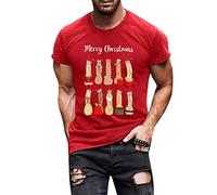 T-shirt de Noël Sexy pour Homme et Femme - Tenue Amusante - Pull Surdimensionné - Manches Courtes - T-shirt Laid Père Noël, Rouge, XL