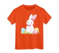 T-shirt de Pâques pour enfants avec motif de lapin mignon et œufs - Cadeau de fête printanier pour les tout-petits, Orange, 3-4 ans