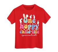 T-shirt de Pâques pour enfants avec motif d'œufs de lapin mignon - Cadeau de fête amusant pour les tout-petits, Rouge pastèque, 4-5 ans