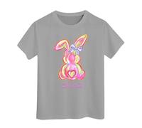 T-shirt de Pâques pour enfants avec motif d'œufs de lapin mignon - Cadeau de fête amusant pour les tout-petits, garçons et filles, gris, 4-5 ans