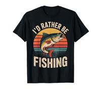 T-Shirt de pêche avec Inscription « I'd Rather Be Fishing Bass Dad » T-Shirt