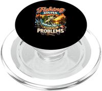 T-Shirt de pêcheur Amusant « Fishing Solves Most of My Problems » PopSockets PopGrip pour MagSafe