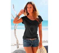 T-shirt de plage t-shirt avec imprimé tendance devant - LASCANA - noir NOIR 34/36