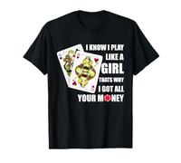 T-shirt de poker pour fille Cadeau pour Las Vegas et jeux d'argent T-Shirt