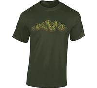 T-shirt de randonnée pour hommes : Alpes - T-shirt d'escalade pour hommes - Cadeau pour les amateurs de randonnée - Équipement d'alpinisme, Vert armée, XXL