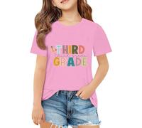 T-shirt de rentrée scolaire pour filles et garçons - T-shirt de première 2e troisième quatrième année - Tenue de premier jour d'école pour enfants - T-shirt d'été pour filles - Leggings et haut, rose