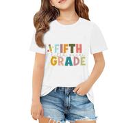T-shirt de rentrée scolaire pour filles et garçons - T-shirt de première 2e troisième quatrième année - Tenue de premier jour d'école pour enfants - T-shirt d'été pour filles, blanc, 5-6 ans