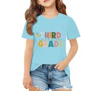 T-shirt de rentrée scolaire pour filles et garçons - T-shirt de première 2e troisième quatrième année - Tenue de premier jour d'école pour enfants - T-shirt d'été pour filles - Leggings et haut, bleu