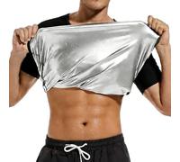 T-shirt de sauna à manches courtes pour homme pour perdre du poids - T-shirt amincissant pour exercices de gym, Noir (intérieur argenté), Medium