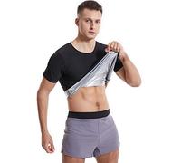 T-shirt de sauna pour homme, combinaison de sauna à manches courtes pour homme, gilet de sudation pour homme, gym, exercice, haut de sauna, argenté, L