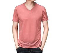 T-shirt de sport à manches courtes en coton pour homme - T-shirt à manches courtes - Pour activités sportives et sportives - Pour l'intérieur et l'extérieur - Pour la vie quotidienne, rose, XL