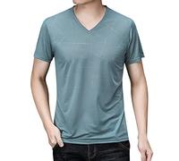 T-shirt de sport à manches courtes en coton pour homme - T-shirt à manches courtes - Pour activités sportives et sportives - Pour l'intérieur et l'extérieur - Pour la vie quotidienne, bleu ciel, XL