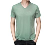 T-shirt de sport à manches courtes en coton pour homme - T-shirt à manches courtes - Pour activités sportives et sportives - Pour l'intérieur et l'extérieur - Pour la vie quotidienne, Vert, L