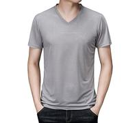 T-shirt de sport à manches courtes en coton pour homme - T-shirt à manches courtes - Pour activités sportives et sportives - Pour l'intérieur et l'extérieur - Pour la vie quotidienne, gris, 4XL