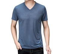 T-shirt de sport à manches courtes en coton pour homme - T-shirt à manches courtes - Pour activités sportives et sportives - Pour l'intérieur et l'extérieur - Pour la vie quotidienne, bleu, XXL