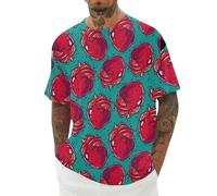 T-shirt de sport à manches courtes pour homme - Imprimé 3D - Tendance - Pour l'intérieur et l'extérieur, la marche, le sport, la vie quotidienne, rouge pastèque, 5XL