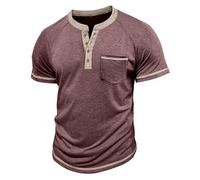 T-shirt de sport à manches courtes pour homme - Mode printemps et décontracté - Col rond - Couleur unie - Pour l'intérieur et l'extérieur, la marche, le sport, la vie quotidienne, Rouge, XXL