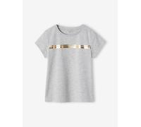 T-shirt de sport Basics fille rayures irisées placées gris chiné 3A