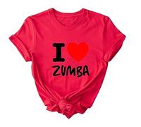 T-Shirt de Sport de Loisirs pour Femmes I Love Dance Imprimé Col Rond Manches Courtes Nouveauté Casual Loose Pullover Tops