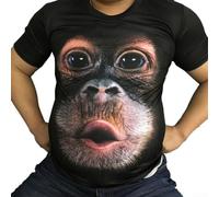 T-shirt de sport décontracté imprimé 3D à manches courtes en polyester pour un usage quotidien et l'entraînement physique, taille L à 3XL (2XL, noir)