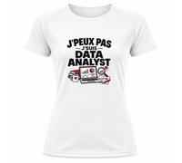 T-Shirt de Sport Femme Data Analyst J'peux Pas | pour Elle | Polyester Respirant 140 g/m² Manches Raglan Dos Long XS à XXL | Running Fitness Yoga | Idée Cadeau Informaticienne Sport