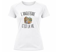 T-Shirt de Sport Femme L’Angleterre c’est la Vie | Polyester Respirant 140 g/m² Manches Raglan Dos Long XS à XXL | Running Musculation Fitness Salle | Cadeau Anglaise Femme Sport Anniversaire