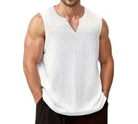 T Shirt De Sport Homme - Débardeur Slim pour avec Fermeture Éclair Confortable Extensible Décontracté sans Manches pour L'Entraînement en Salle De Sport Et L'Été sous-Vêtement Léger Et (White L)