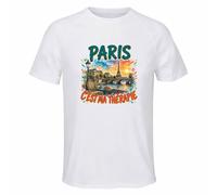 T-Shirt de Sport Homme Paris C'est ma thérapie | Polyester Respirant 140 g/m² Manches Raglan Dos Long Taille L | Running Musculation Fitness Salle | Cadeau Homme Sport Anniversaire
