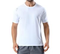 T-shirt de sport pour homme avec col en V et protection - Manches courtes - Séchage rapide - Rashguard - Léger et respirant - Haut de compression à séchage rapide - Pour l'extérieur