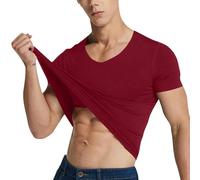 T-Shirt de Sport pour Homme, Tee Shirt Col en V Haut pour Fitness Respirant et Séchage Rapide Athlétique Hauts à Manches Courtes de Entraînement Marathon Courir Gym Matière Perméable à L’Air