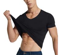 T-Shirt de Sport pour Homme, Tee Shirt Col en V Haut pour Fitness Respirant et Séchage Rapide Athlétique Hauts à Manches Courtes de Entraînement Marathon Courir Gym Matière Perméable à L’Air