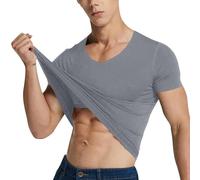 T-Shirt de Sport pour Homme, Tee Shirt Col en V Haut pour Fitness Respirant et Séchage Rapide Athlétique Hauts à Manches Courtes de Entraînement Marathon Courir Gym Matière Perméable à L’Air