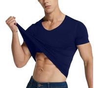 T-Shirt de Sport pour Homme, Tee Shirt Col en V Haut pour Fitness Respirant et Séchage Rapide Athlétique Hauts à Manches Courtes de Entraînement Marathon Courir Gym Matière Perméable à L’Air