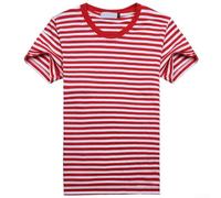 T-shirt de sport rayé pour homme avec col rond et manches courtes pour une tenue d'été décontractée et un style de vie actif (2XL rouge)