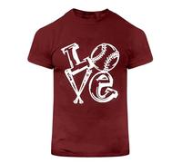 T-shirt de sport uni à manches courtes pour homme - Chemisier d'été pour homme - Lettre de baseball imprimée - Col rond - Manches courtes - Pour l'intérieur et l'extérieur, la marche, le sport, la vie