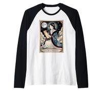 T-shirt de tarot de la grande prêtresse - Parchemin et sagesse lunaire Manche Raglan