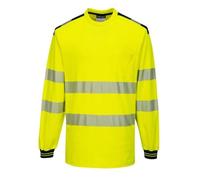 T-Shirt de travail manches longues haute visibilité bicolore Portwest PW3 - Jaune / Noir M