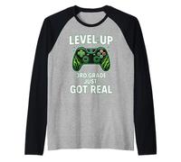 T-Shirt de troisième année Just Got Real Gamer Level Up Manche Raglan