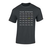 T-Shirt de vélo: Think Different - Cadeau pour Cyclistes - BMX - vélo - VTT - MTB - Bicyclette - e-Bike - Fixie - Respect de l'environnement - Carfree - Cadeau pour Les Fans de vélo (L)