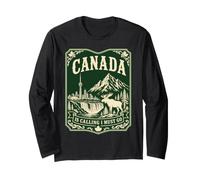 T-Shirt de Voyage « Canada is Calling and I Must Go » Manche Longue