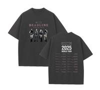 T-Shirt Deadline 2025 World Tour Graphic Support High Street Sport Cotton Love Shirt(A-Gray,S)