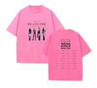 T-Shirt Deadline 2025 World Tour Graphic Support High Street Sport Cotton Love Shirt(A-Pink,L)